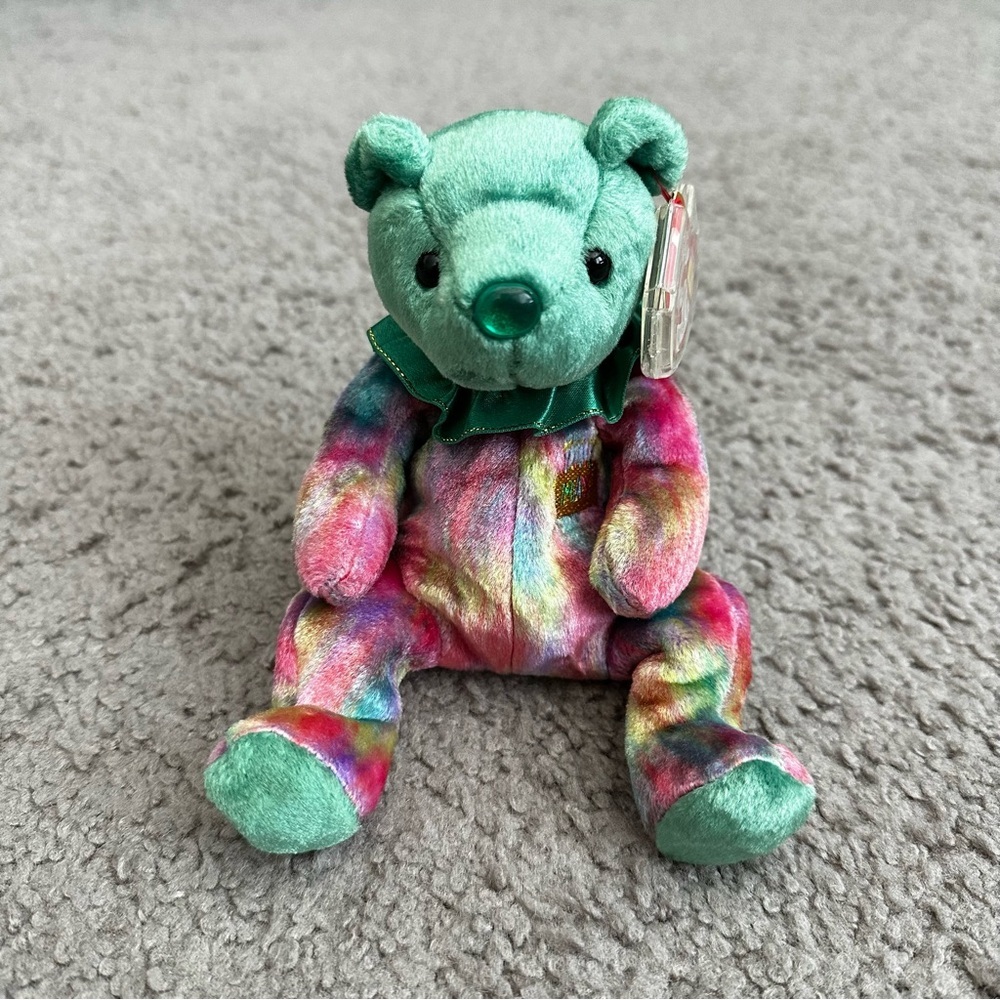Vintage Ty 2001 The Birthday Beanies Collection May Plush Bear Beanie Baby